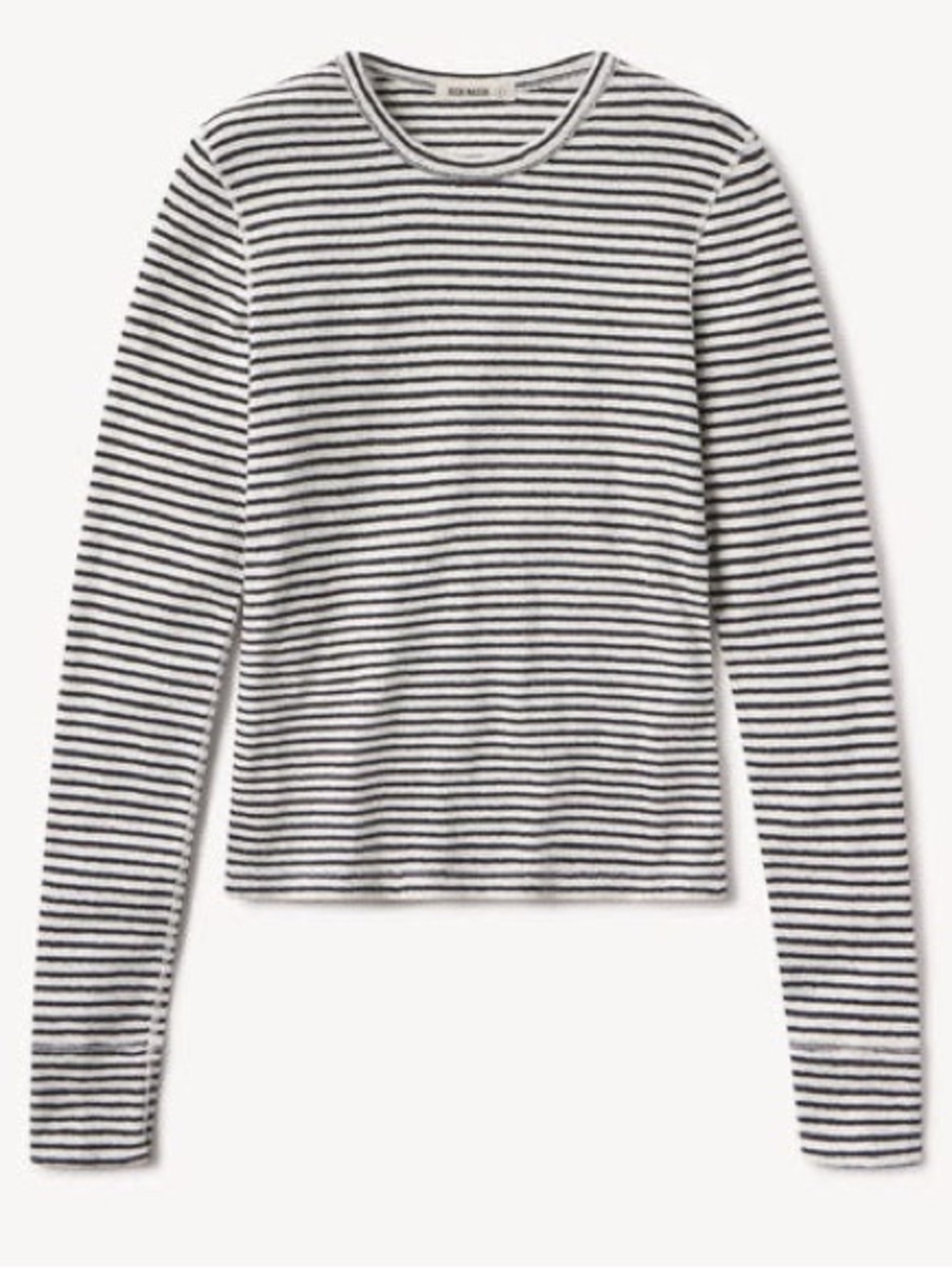Buck Mason Heirloom Rib Long-Sleeve Crew in Natural/Black 🖤